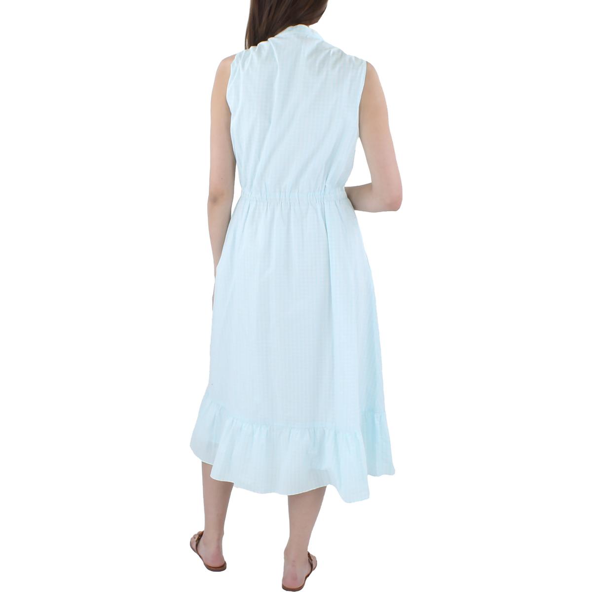 Anne Klein Womens Split Neck Calf Midi Dress