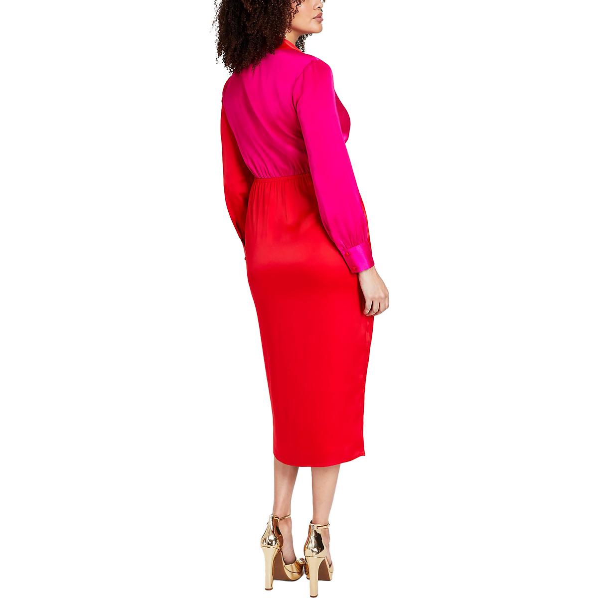 Anne Klein Womens Colorblock Cocktail & Party Dress Midi Dress